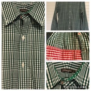 J. McLaughlin green checked men’s button down